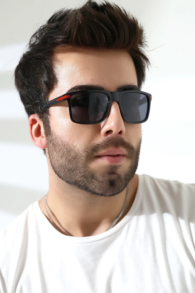 Erkek Kare Aksesuarlı Polarize Güneş Gözlüğü 23059 C2 P