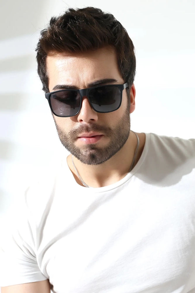 Erkek Kare Aksesuarlı Polarize Güneş Gözlüğü 23062 C2 P