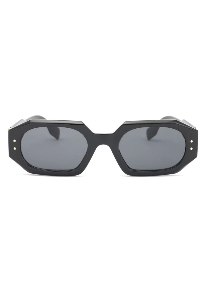 Kadın Dikdörtgen Güneş Gözlüğü Siyah Aksesuarlı Mat 23051