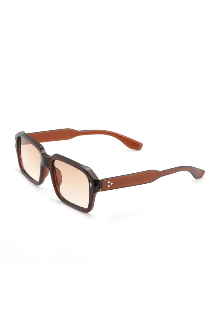 Kadın Kare Güneş Gözlüğü Aksesuarlı Kahve Rengi 23033