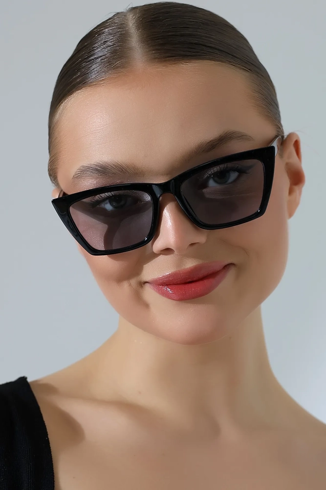 Kadın Siyah Cat Eyes Degrade Cam Güneş Gözlüğü 23006 C2