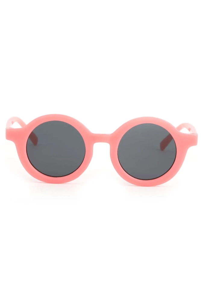 Pembe Yuvarlak Kemik Çerçeveli Siyah Camlı Çocuk Güneş Gözlüğü 23003